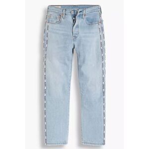 Levi’s 501 Straight Side-Tape Button-Fly Logo Stripe Light Jeans W28 L26
